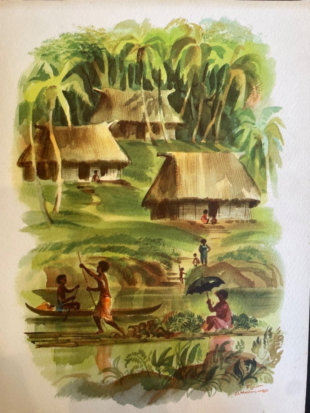 Fiji Jungle Print By L. Macouillard VTG 1958 Matson Lines Dinner Menu Monterey